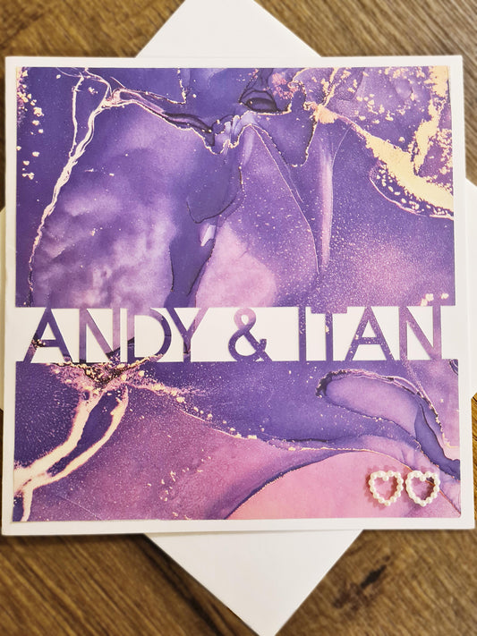 These personalised cards are ideal gifts for Anniversary's, Wedding's, Valentines Day and more.  Fully Customisable and perfect for personalising with couples names.