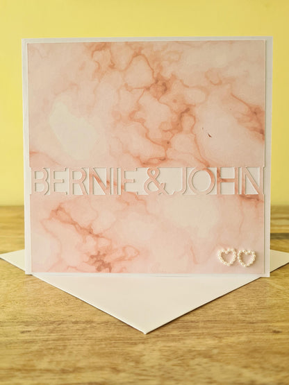 These personalised cards are ideal gifts for Anniversary's, Wedding's, Valentines Day and more.  Fully Customisable and perfect for personalising with couples names.