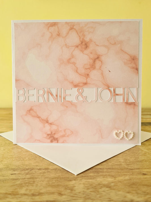 These personalised cards are ideal gifts for Anniversary's, Wedding's, Valentines Day and more.  Fully Customisable and perfect for personalising with couples names.