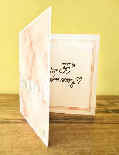 These personalised cards are ideal gifts for Anniversary's, Wedding's, Valentines Day and more.  Fully Customisable and perfect for personalising with couples names.